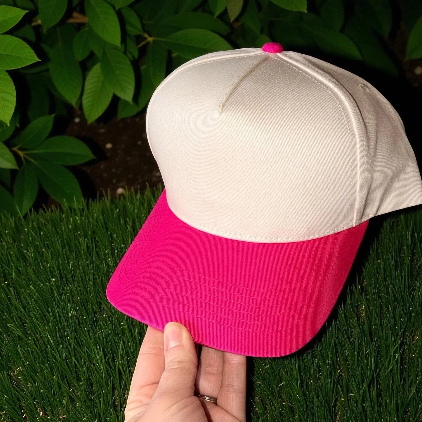 Red White & Blonde Embroidered Adjustable Five-Panel Twill Hat